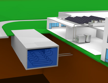 Air conditioning system using ice thermal storage (Sysmex Europe)