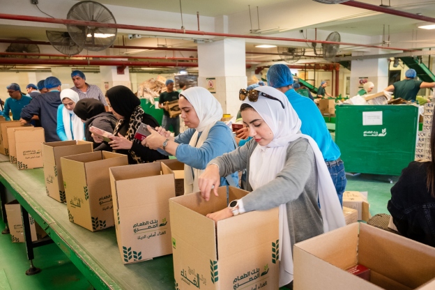Helping out at a food bank (Egypt)