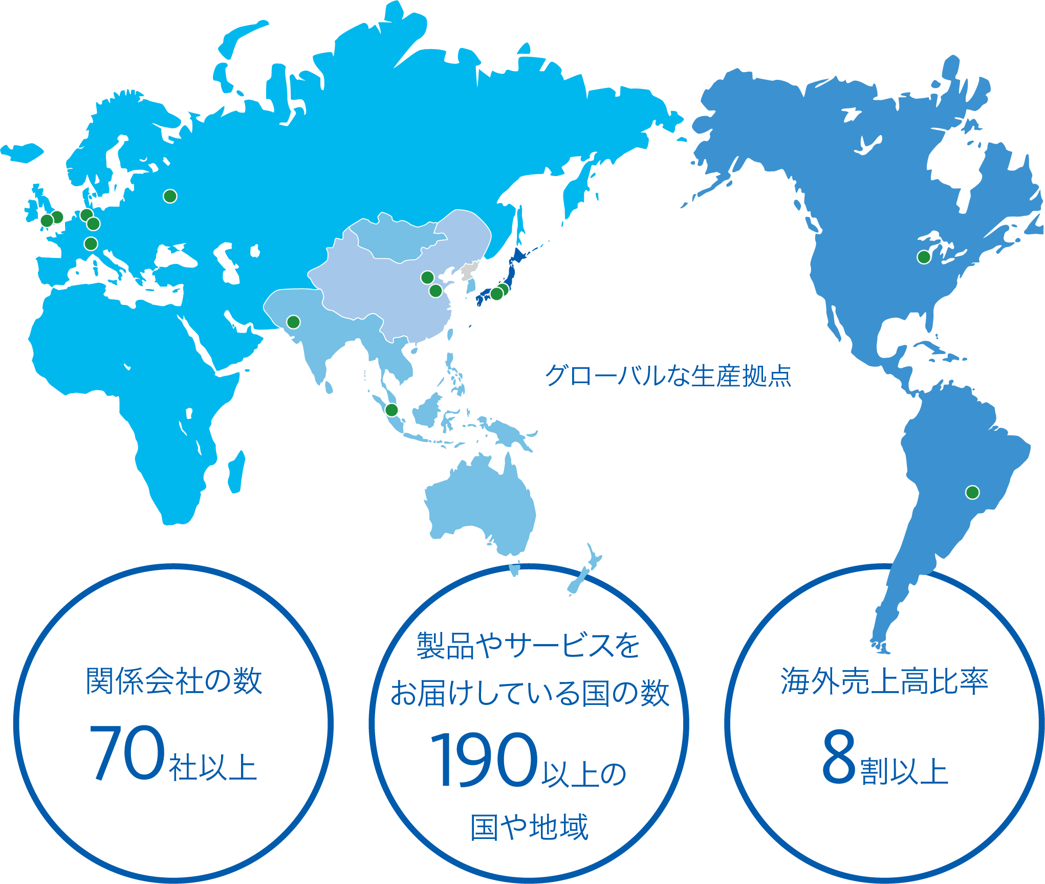 世界190以上の国と地域のお客様に「あんしん」をお届けする体制を構築